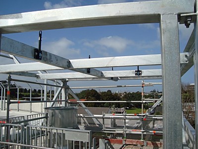 Anchors attached to a steel frame